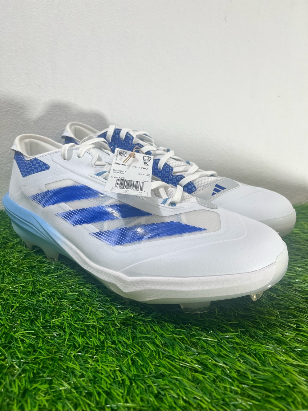 Adidas Adizero Impact TPU Baseball Cleats PE Men's Size 13 White Blue IH4727